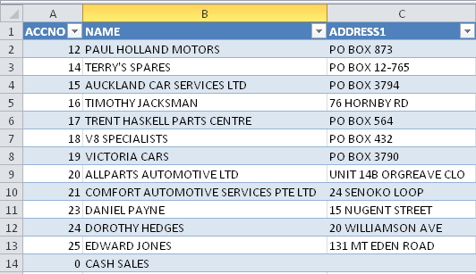 Debtors Account Data