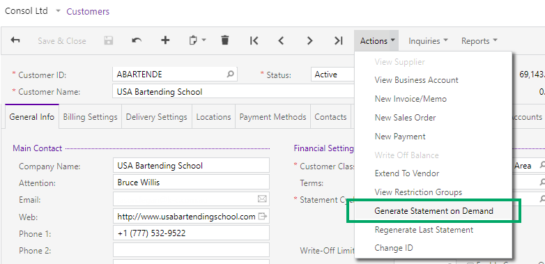 Generating On Demand Statements