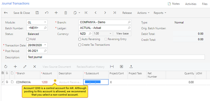 control accounts myob advanced 3