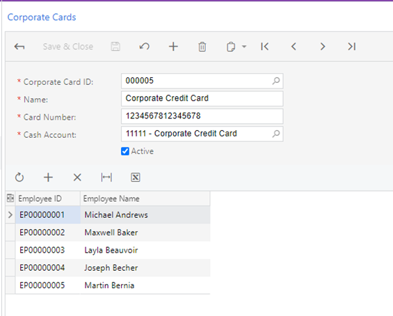 MYOB Corporate Cards Configuration Feature