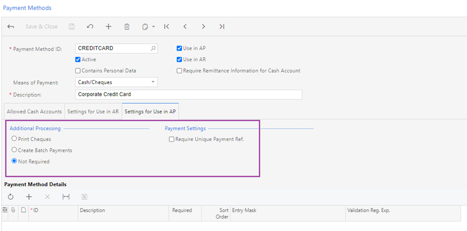 MYOB Corporate Card Additional Processing Feature