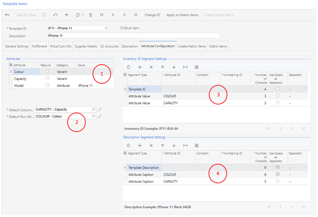 MYOB Advanced Template Items Feature