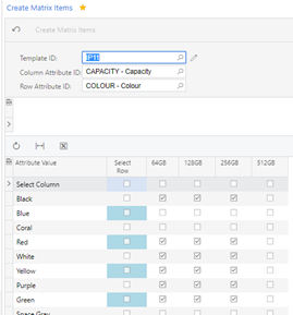 MYOB Advanced Create Matrix Items