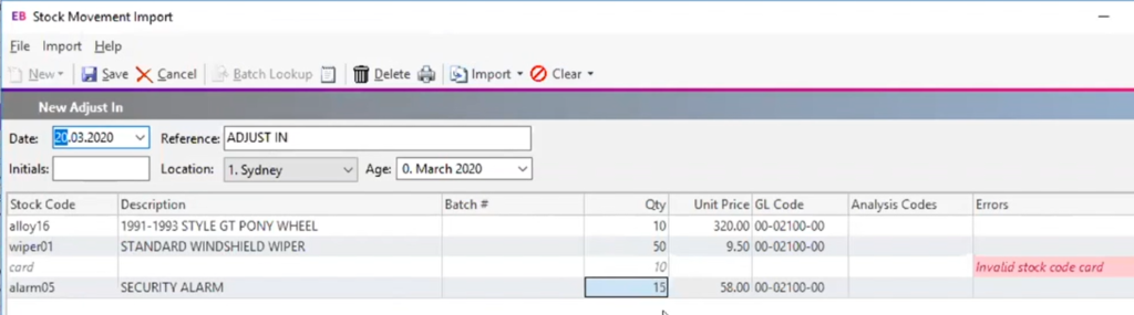 Stock Movement Export