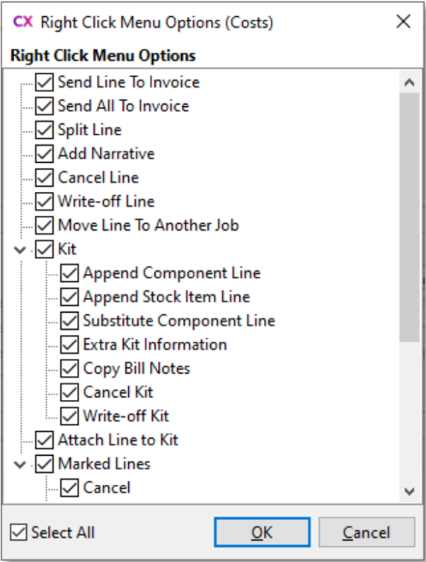 MYOB Exo Config Right Click Menu