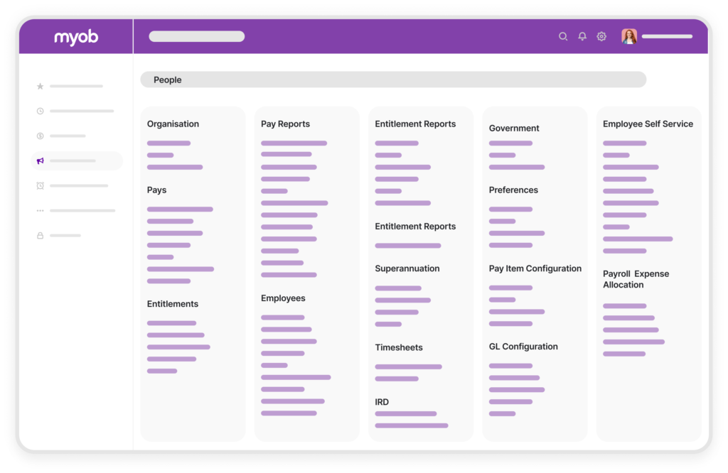 MYOB Advanced Payroll Desktop Menu