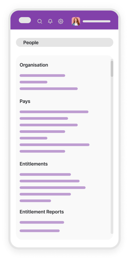 MYOB Advanced Payroll Mobile Menu