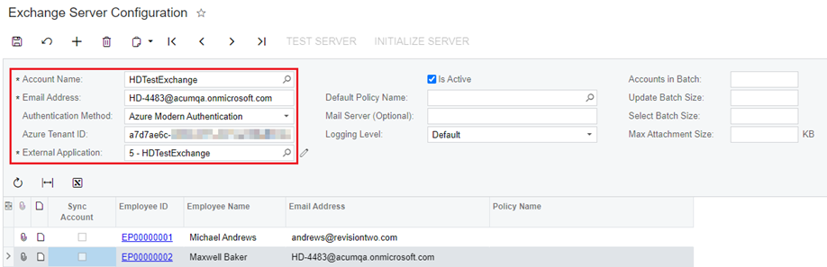 Exchange Server Configuration